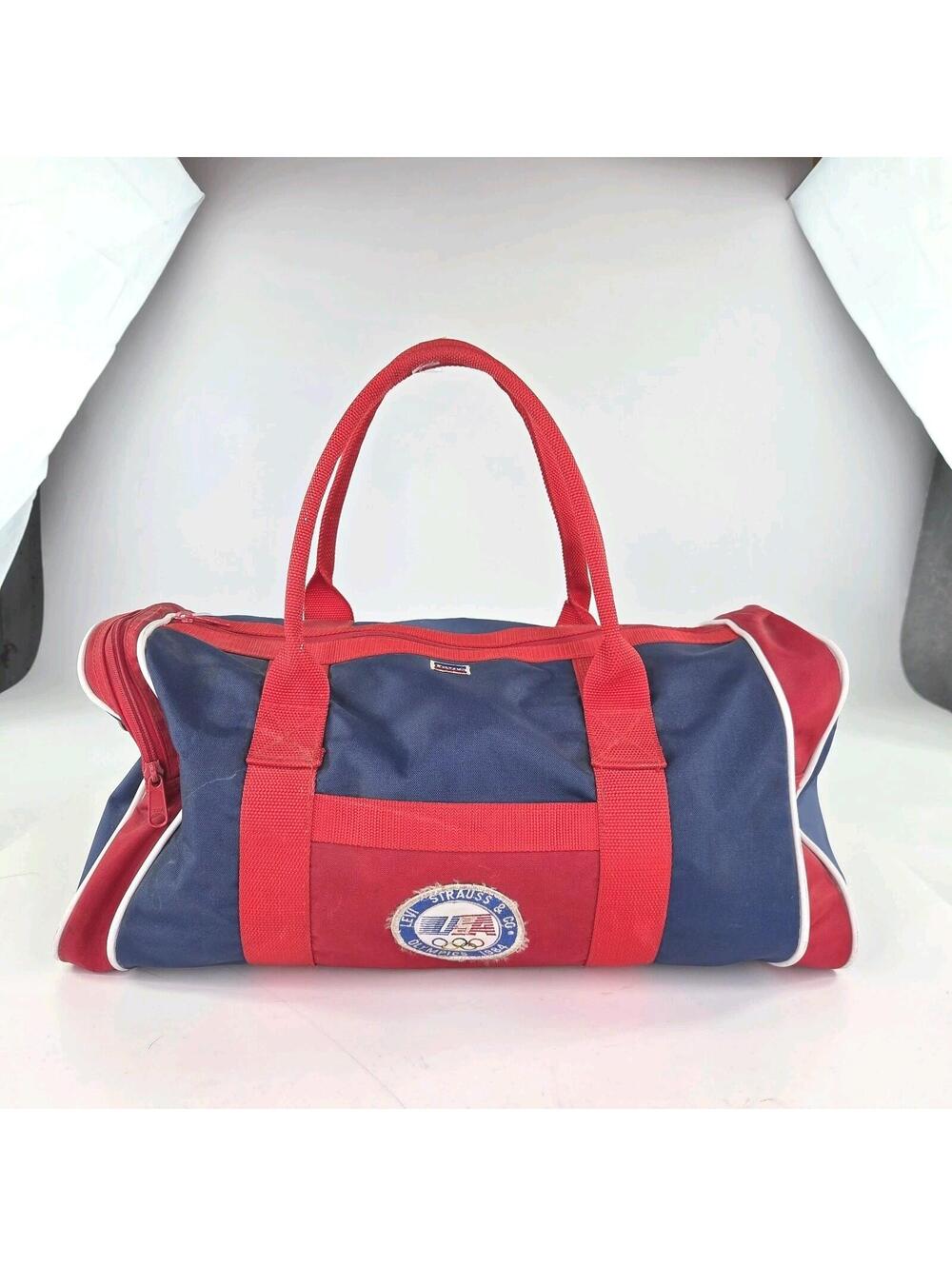 VTG Levi's Strauss & Co 1984 Olympics Team USA Zip-Up Gym Duffel Bag Blue Red